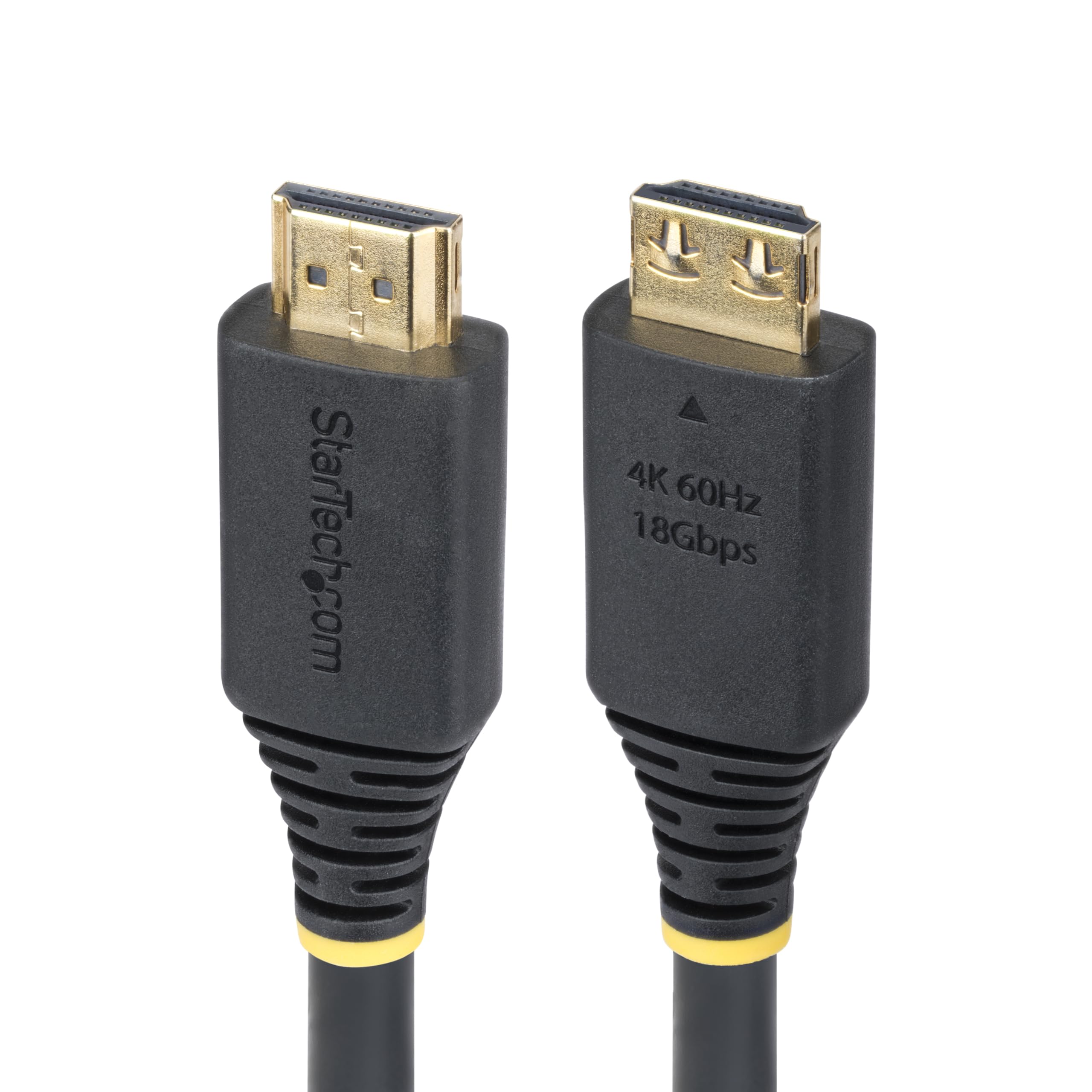 StarTech.com 15ft (4.5m) High Speed HDMI Cable with Gripping Connectors, 4K 60Hz/1440p 144Hz, 18Gbps, UHD HDMI 2.0 Cord, TPE Jacket