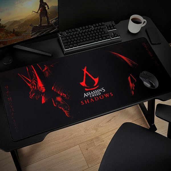 Assassin's Creed Shadow - XXL Mouse Pad 90 mm x 40 mm - Gift Assassin's Creed Officially Licensed Gaming Desk pad