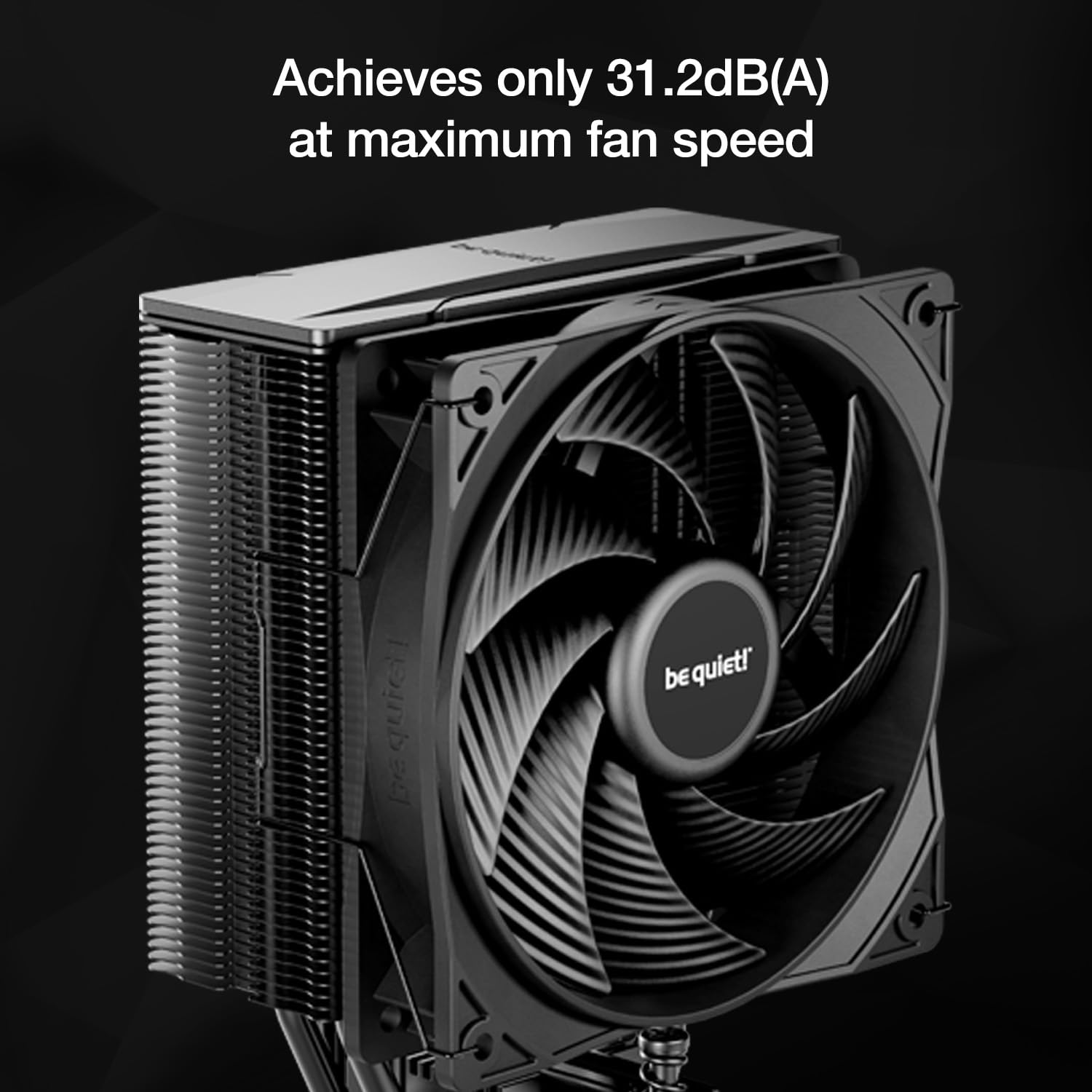 be quiet! Pure Rock 3 Black air cooler, very high cooling capacity, 4 high-performance 6mm heat pipes with HDT technology, Pure Wings 3 120mm PWM fan, elegant looks in an all-black design