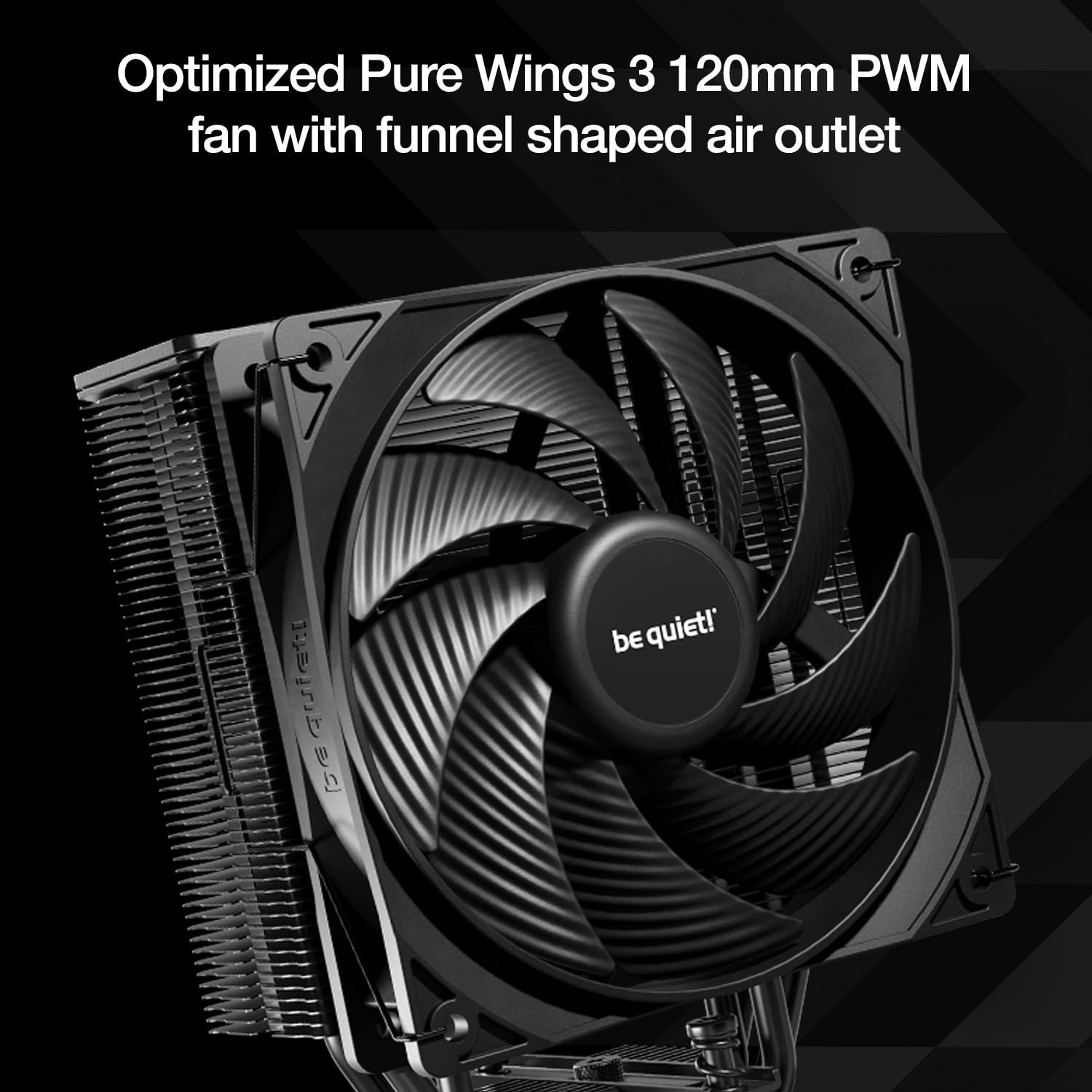 be quiet! Pure Rock 3 Black air cooler, very high cooling capacity, 4 high-performance 6mm heat pipes with HDT technology, Pure Wings 3 120mm PWM fan, elegant looks in an all-black design