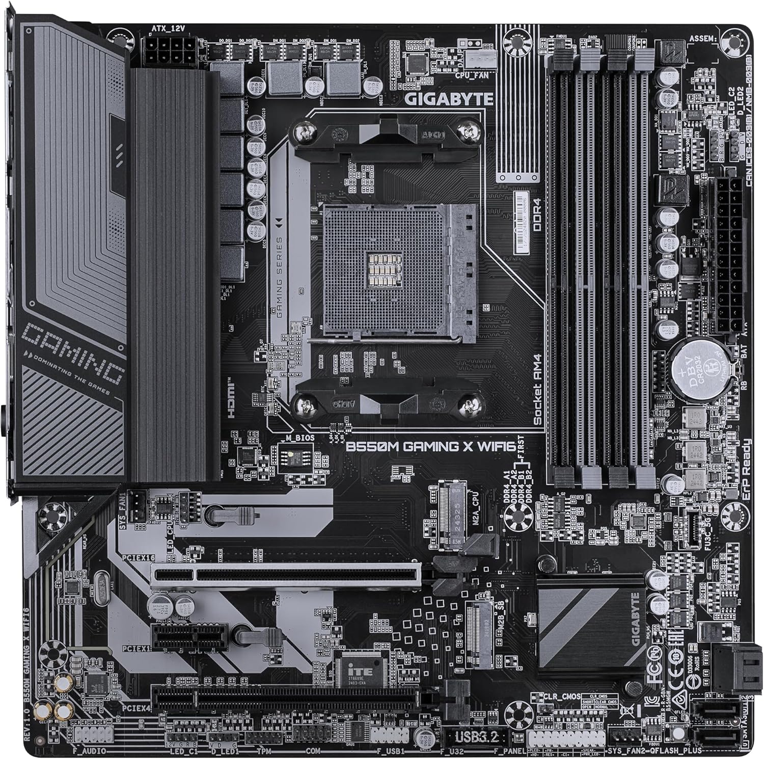 GIGABYTE B550M GAMING X WIFI6 Motherboard - AMD Ryzen 5000 CPUs, 5+3 Phases VRM, up to 3200MHz DDR4, 1xPCIe 4.0 + 1xPCIe 3.0 M.2, Wi-Fi 6, 1GbE LAN, USB 3.2 Gen 1