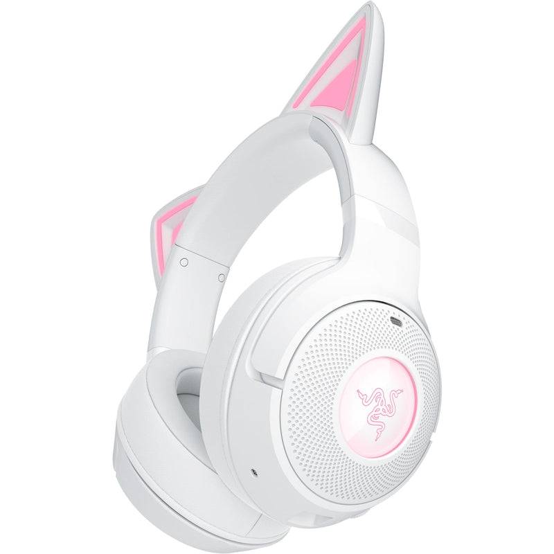 Razer Kraken Kitty V2 BT - Draadloze Bluetooth RGB Headset met Kitty-oortjes voor gamen en streamen (325g, TriForce 40mm Drivers, Bluetooth 5.2, ruisonderdrukkende microfoons) Wit