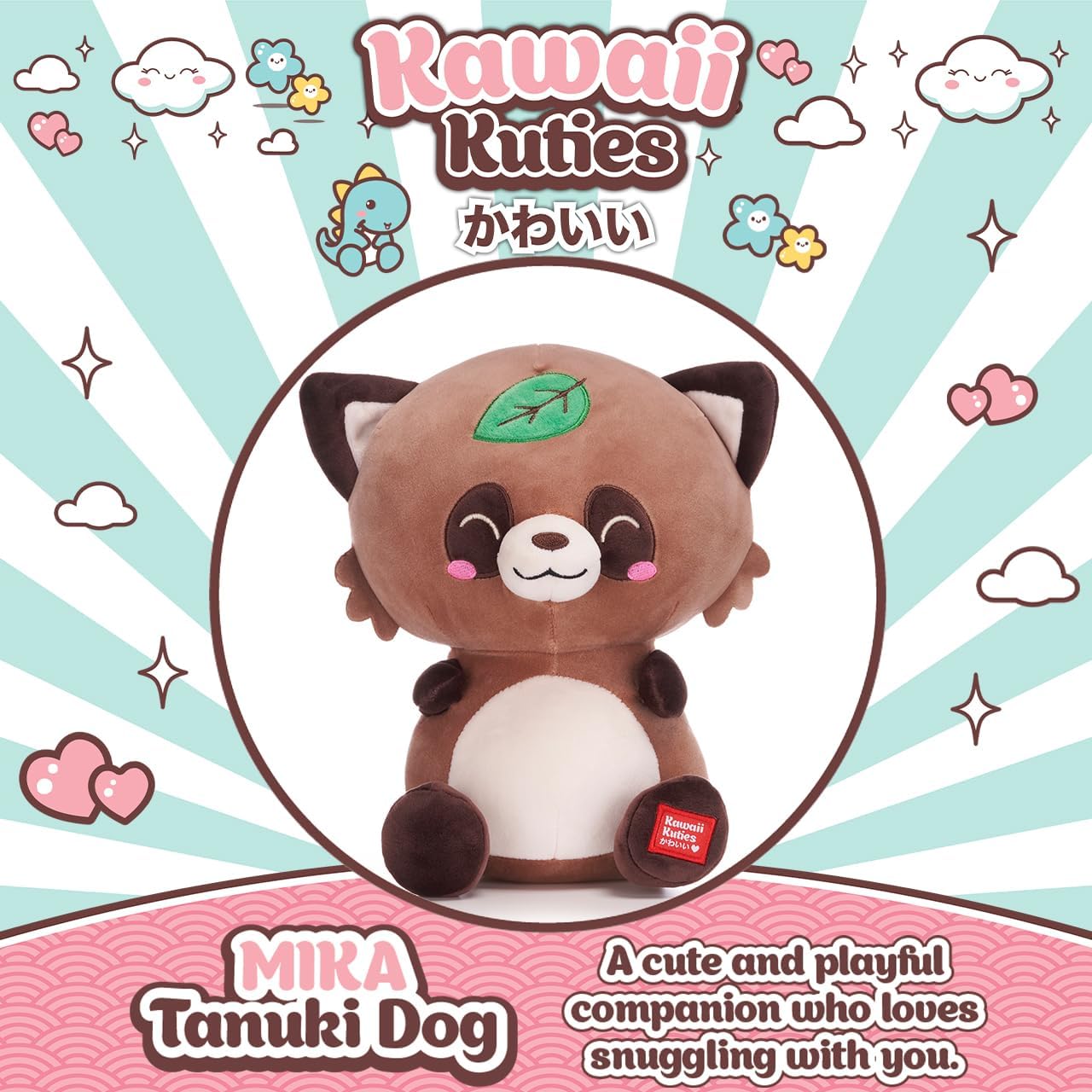 Posh Paws Kawaii Kuties 9.5" (24cm) Mika the Tanuki Dog Soft Squishy Plush Toy