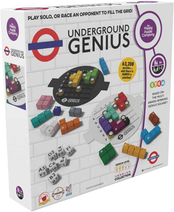 The Happy Puzzle Company Underground Genius Game. With the Transport for London logo. 62,208 Puzzle Challenges for Friends and Family Board Game Night - Adults & Kids Smart Games Ages 6+