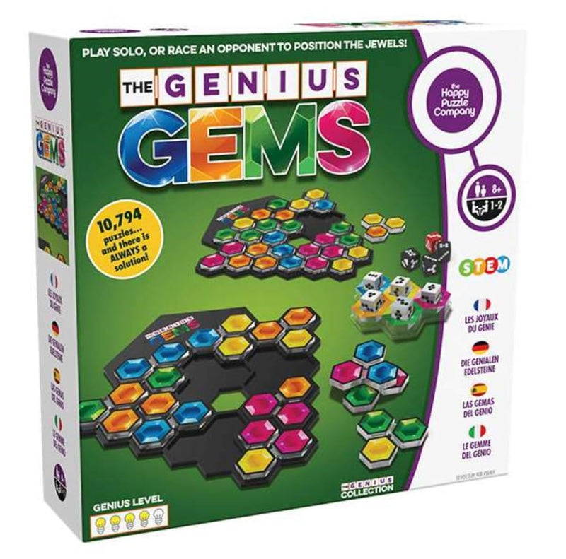 The Happy Puzzle Company – The Genius Gems – ideeënregen, strategiespel en behendigheidsopbouw – 8 jaar + – 1 of 2 spelers – meertalig – SGHP 003