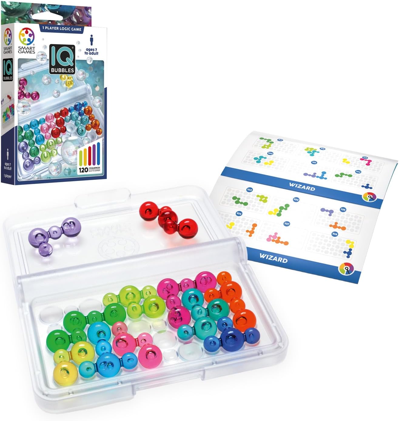 SmartGames - IQ Bubbles, Puzzle Game with 120 Challenges, Ages 7+