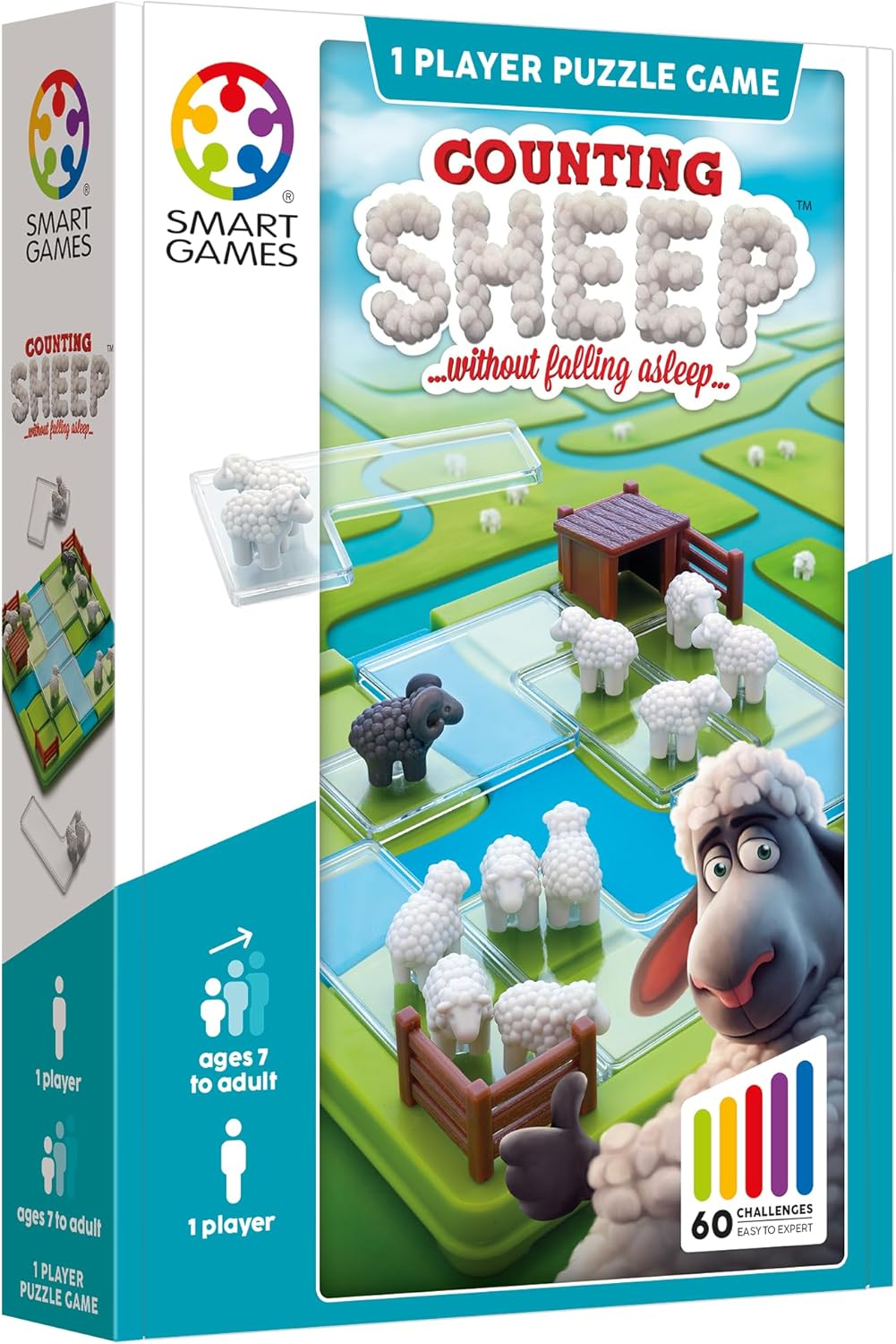 Smart Games - Counting Sheep - Educational Brain Teaser Game - Multi-Level Logic and Thinking Challenge Game - 1 Player – Travel Size - Multilingual - 1 Player - SG 452