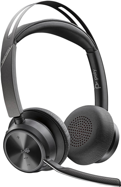 POLY Voyager Focus 2-M USB-C-C Headset USB-C/A Adapter Customer Special 1- Connection Via Bluetooth - Noise Cancellation; Smart Sensor Technology; Dynamic Mute Alerta - Negro