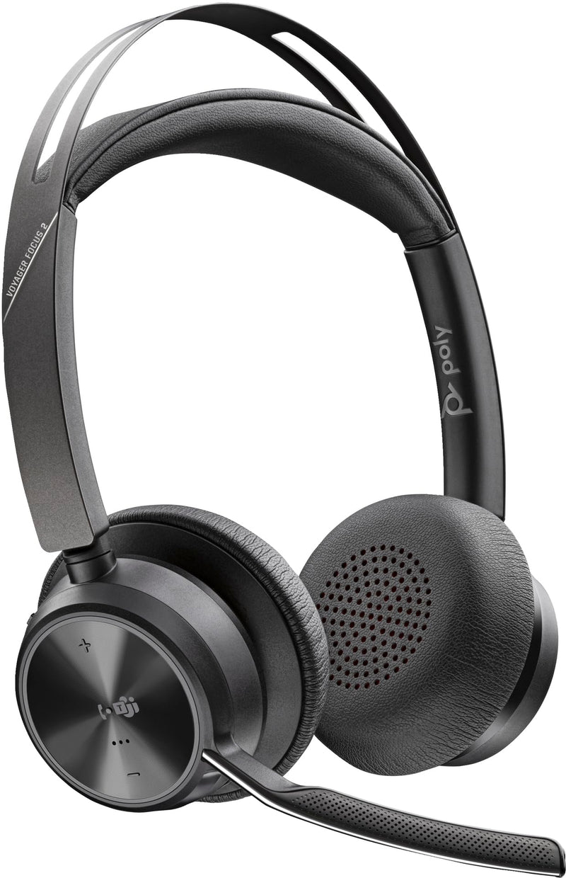 POLY Voyager Focus 2-M USB-C-C Headset USB-C/A Adapter Customer Special 1- Connection Via Bluetooth - Noise Cancellation; Smart Sensor Technology; Dynamic Mute Alerta - Negro