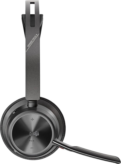 POLY Voyager Focus 2 UC Wireless Headset w/Microphone & Charge Stand - Compatible with PCs via included BT700 Bluetooth adapter or via USB cable; - Connect PC/Mac/Mobile via Bluetooth Black