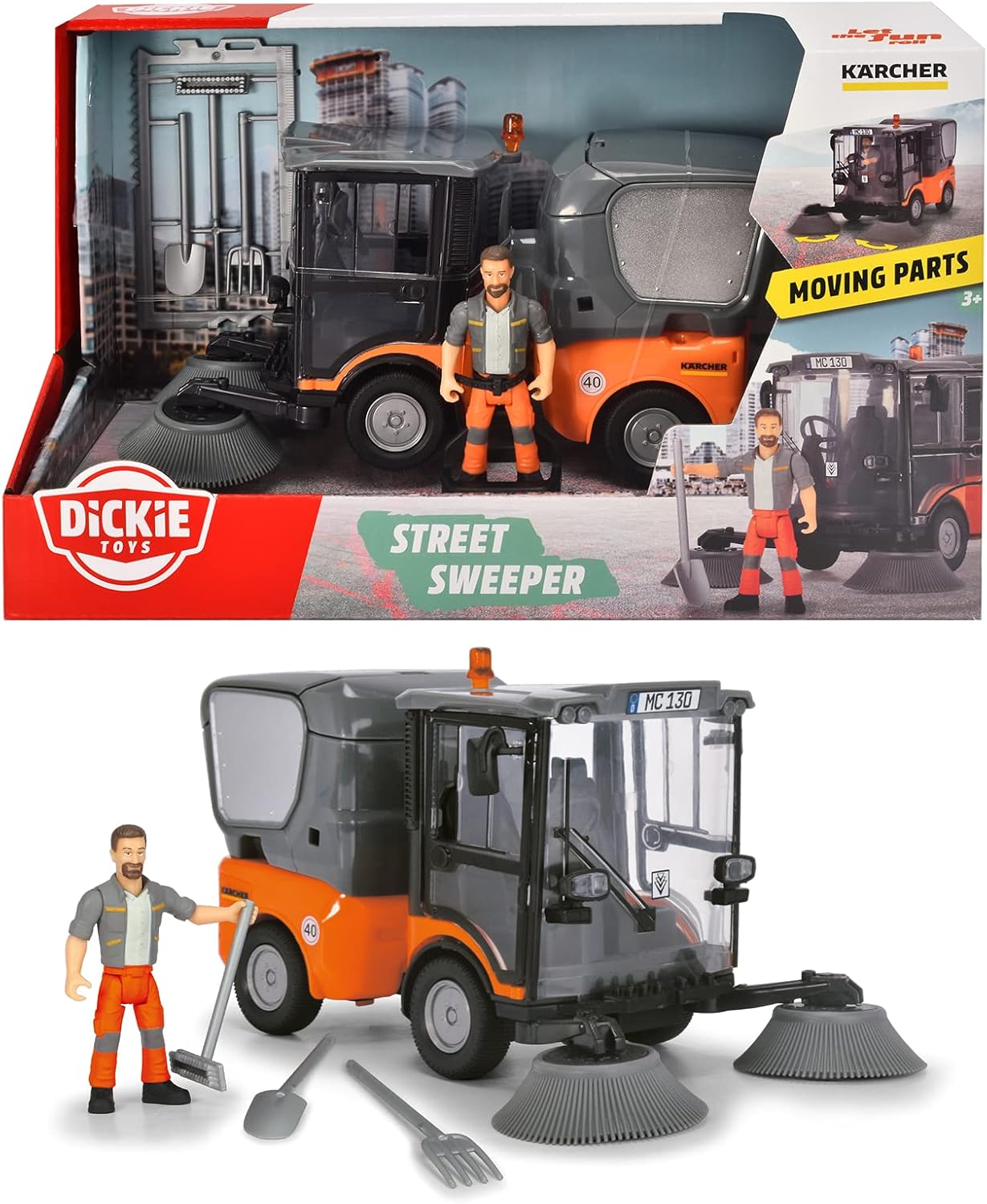 Dickie Toys Street Sweeper, oranje/grijs