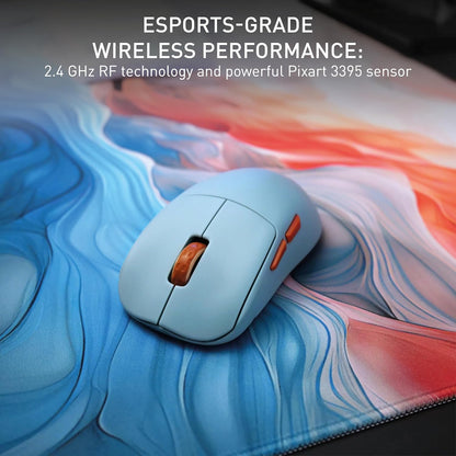 CHERRY XTRFY M68 Wireless, Ultra-Light Cordless Gaming Mouse, 2.4 GHz RF, Optimised for esports, Symmetrical Shape with Ultra-Low Front, Blue