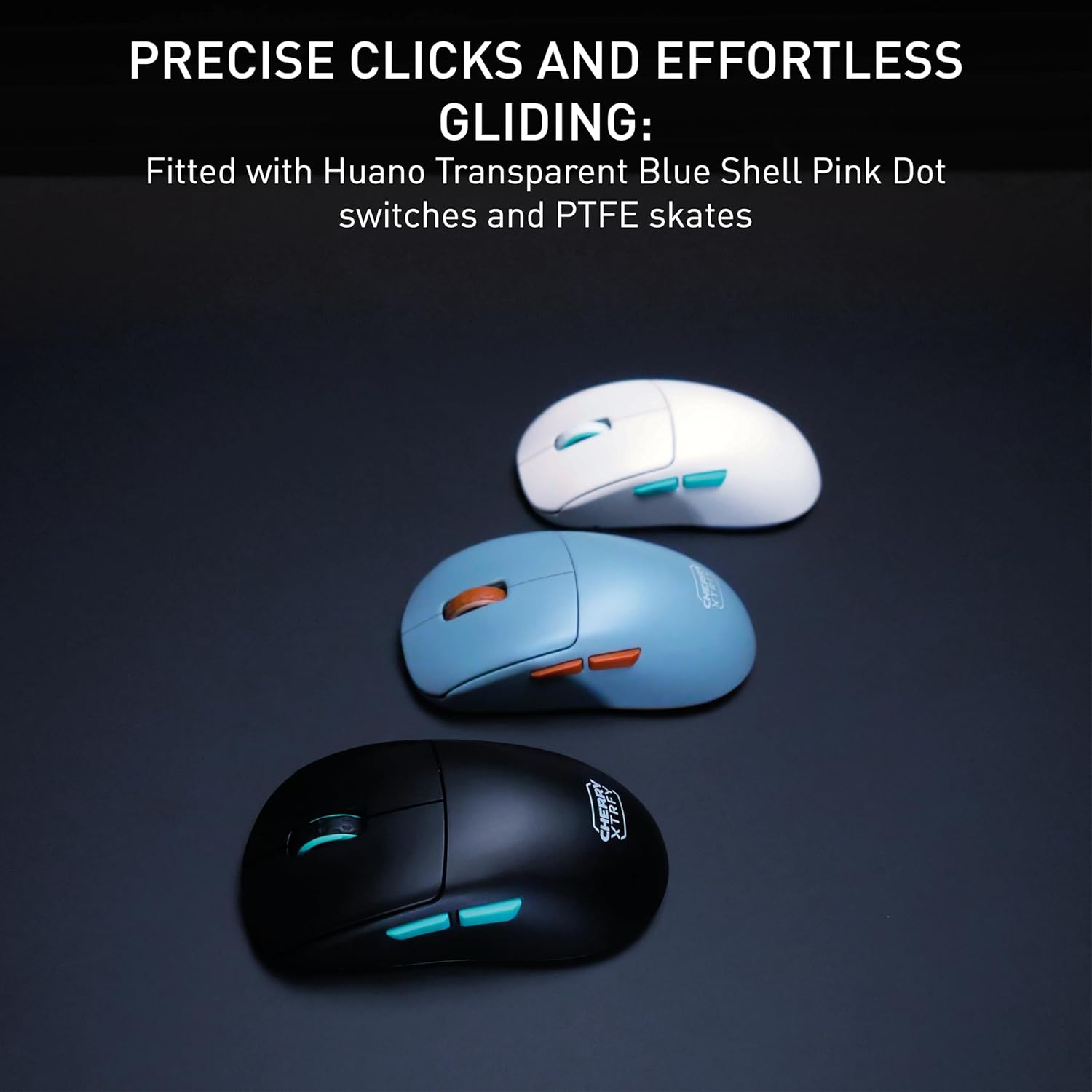 CHERRY XTRFY M68 Wireless, Ultra-Light Cordless Gaming Mouse, 2.4 GHz RF, Optimised for esports, Symmetrical Shape with Ultra-Low Front, Blue