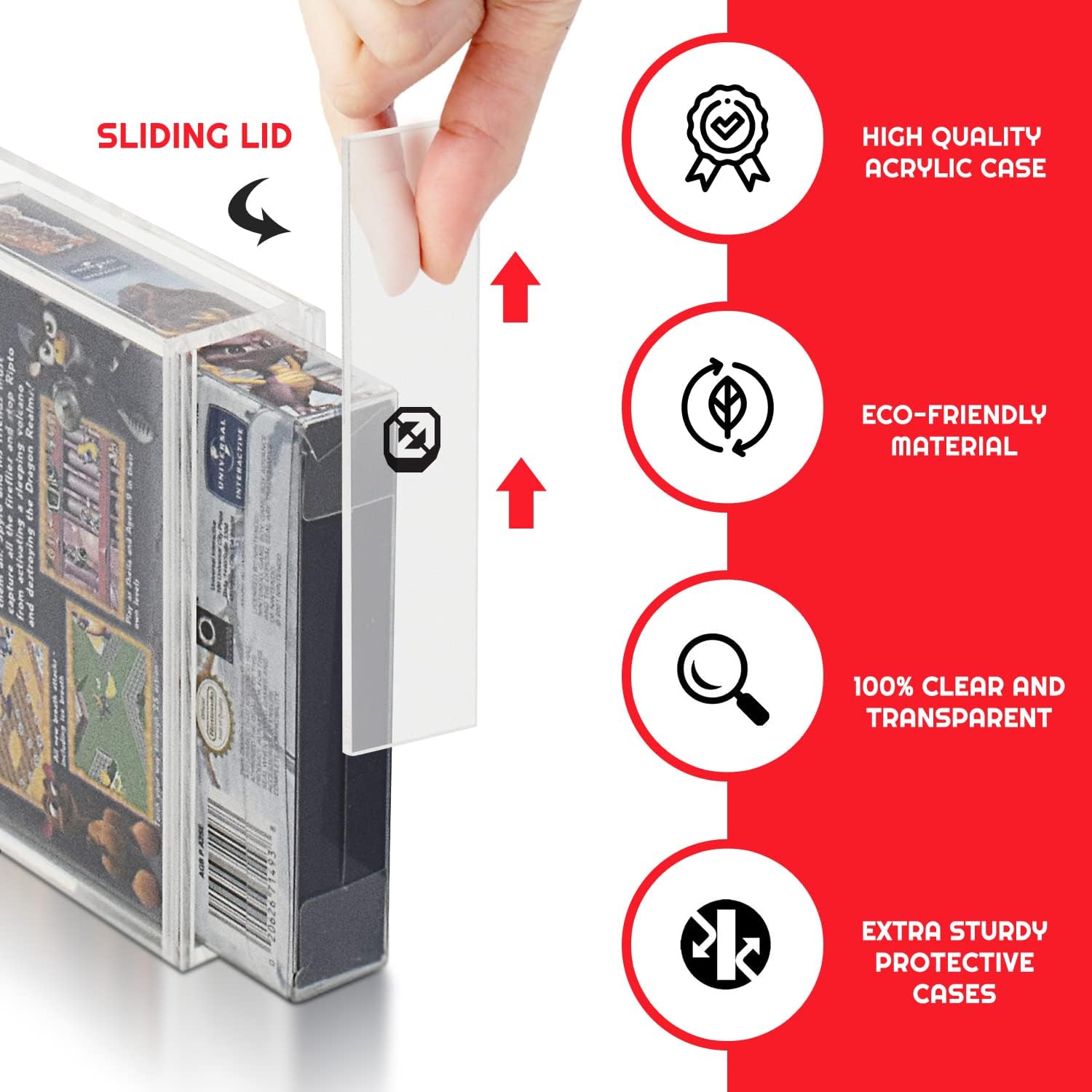 EVORETRO Acrylic Video Game Box Protector Compatible for Nintendo Game Boy and Game Boy Advance (GB/GBA) Game Box – 4mm Thick Clear Gameboy Protector Case for Video Game Collectors (Pack of 2