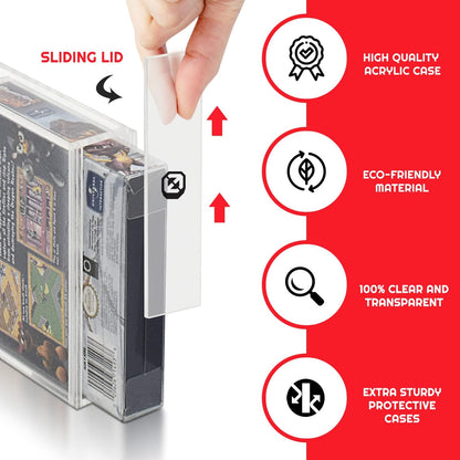 EVORETRO Acrylic Video Game Box Protector Compatible for Nintendo Game Boy and Game Boy Advance (GB/GBA) Game Box – 4mm Thick Clear Gameboy Protector Case for Video Game Collectors (Pack of 2