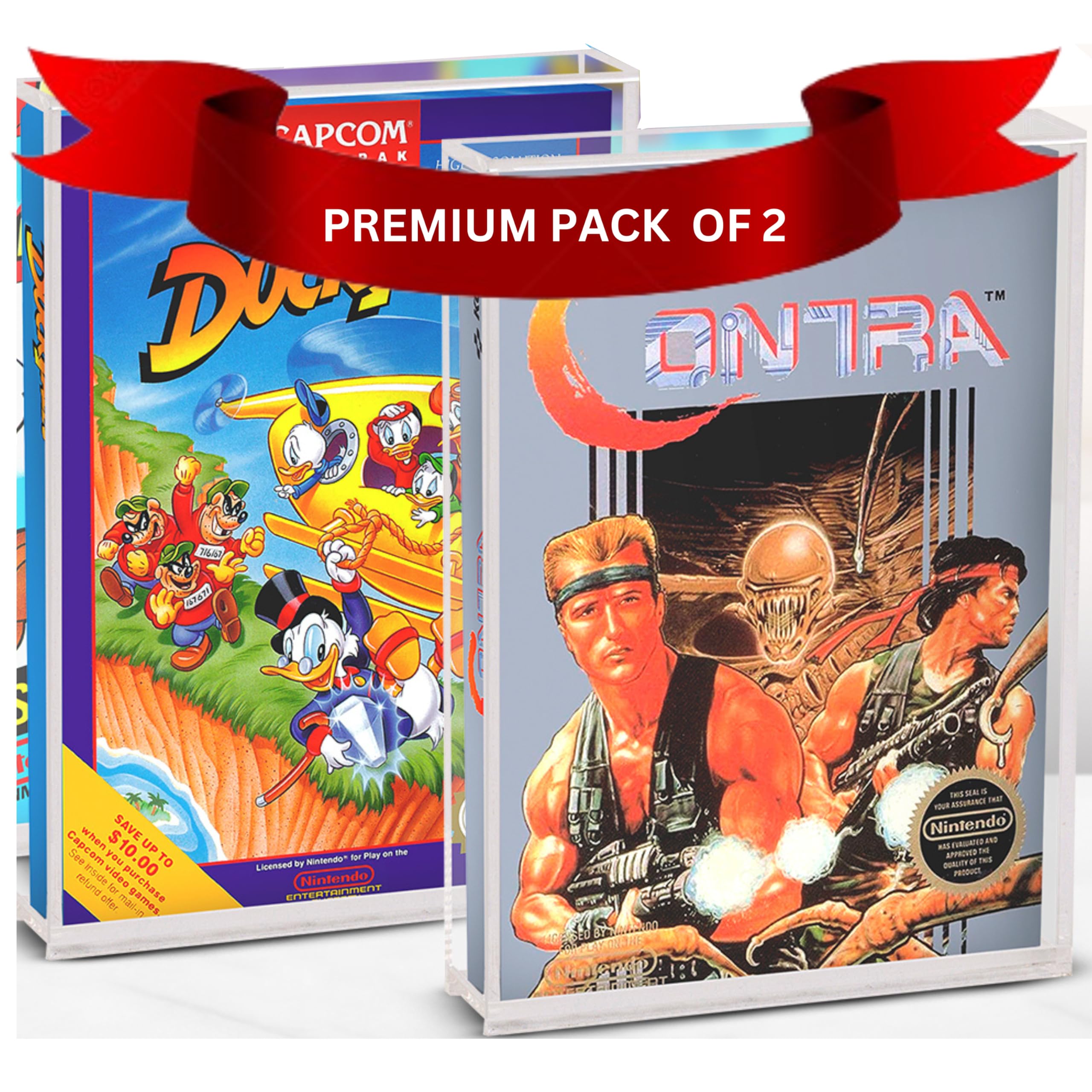 Acrylic Video Game Box Storage Case for Nintendo NES Video Game Box - 4MM Thick, Anti-Dust, Anti-UV, and Acid-free Clear NES Holder, Video Game Covers by EVORETRO (Pack of 2
