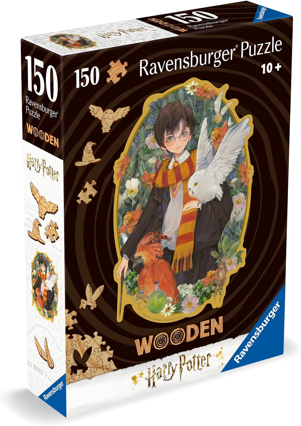 Ravensburger Wooden Puzzle 12001458 - Harry Potter - 150 Teile Kontur-Holzpuzzle mit stabilen, individuellen Puzzleteilen und 15 kleinen Holzfiguren = Whimsies, für Harry Potter Fans ab 10 Jahren