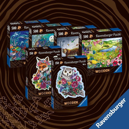 Ravensburger Wooden Puzzle 12001459 - Groot - 150 Teile Kontur-Holzpuzzle mit stabilen, individuellen Puzzleteilen und 15 kleinen Holzfiguren = Whimsies, für Erwachsene und Kinder ab 10 Jahren