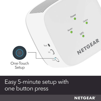 NETGEAR WiFi Extender Booster, Range Extender, WiFi Repeater - Boost Network Coverage & Increase WiFi Speed To 1.2 Gbps, Easy Setup, Compact Design, Ethernet Port (EX6110) White