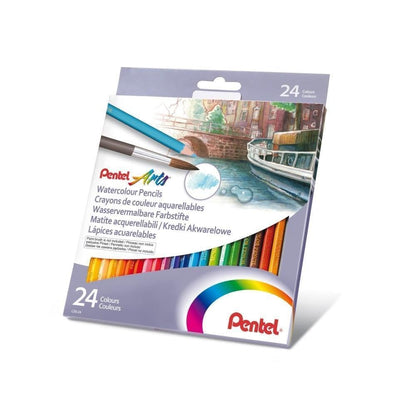 Pentel Arts Watercolour Pencil Set - Assorted, 24 Count (Pack of 1