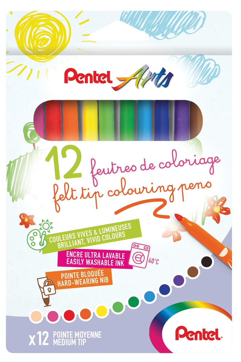 Marcadores de tinta ultralavables Pentel scs2e-12