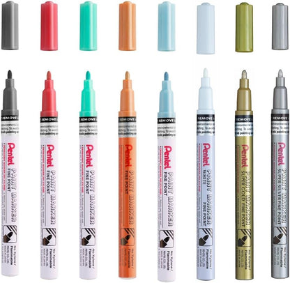 Pentel MSP10 Paint Marker Wallet, Fine Bullet Tip, Metallic Colours (8 Marker Pens