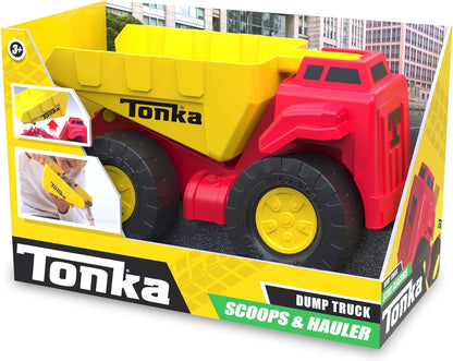 Tonka Steel Classics | Scoop and Hauler – Autocarro con cassone ribaltabile | Veicolo da costruzione, design robusto, effetti sonori realistici, cabina luminosa | giocattoli all'aperto per bambini