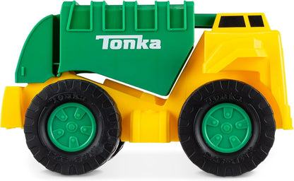 Tonka Steel Classics | Camion della spazzatura con paletta e trasportatore | Veicolo da costruzione, design robusto, effetti sonori realistici, cabina luminosa, giocattoli all'aperto per bambini
