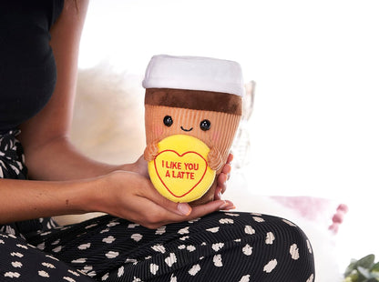 Swizzels Love Hearts 18cm "I LIKE YOU A LATTE" Coffee Cup Plush Soft Toy Gift