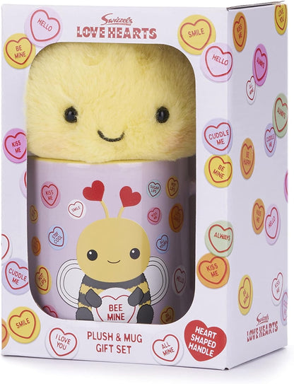Posh Paws Swizzels Love Hearts Bethany Bumble Bee 'Bee Mine' 11OZ Mug & Plush Gift Set, Purple, 37743