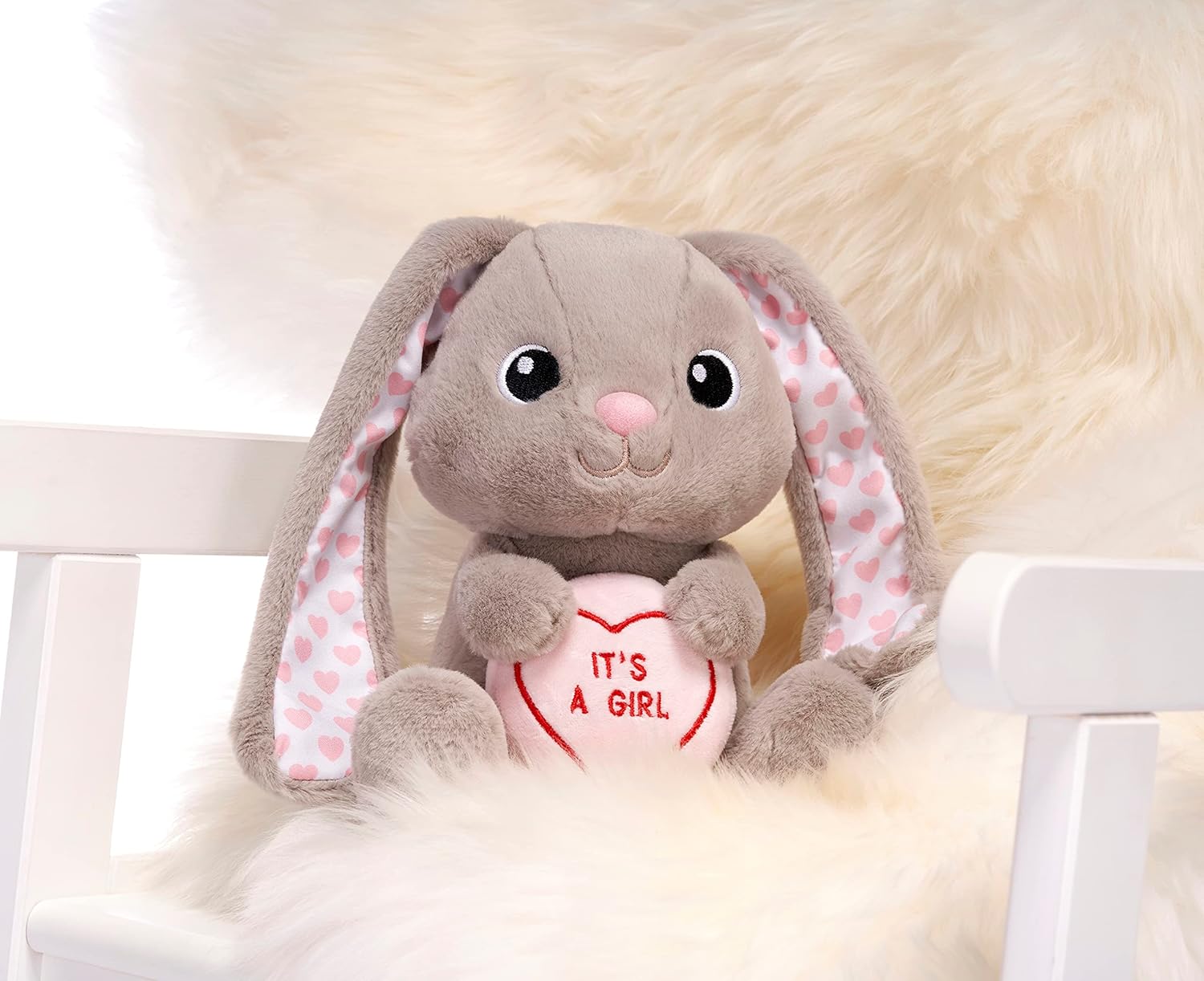 Swizzels Love Hearts "It's A Girl" Baby Buttons Bunny 7" (18cm) Plush Soft Toy for Newborn Babies