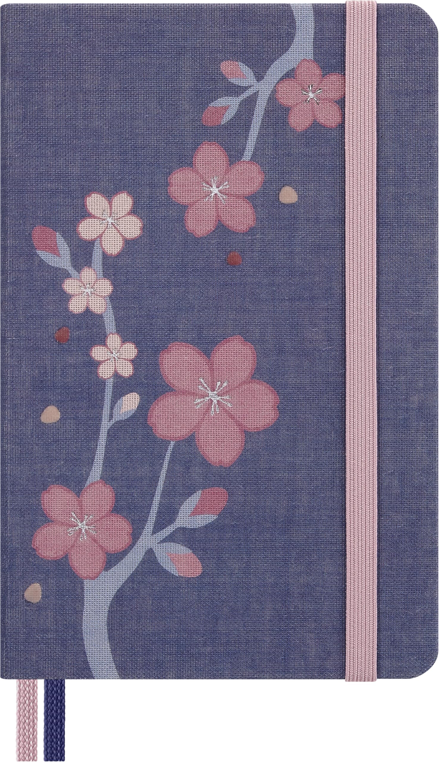 Moleskine Sakura Notebook, Ruled Notebook, Fabric Hard Cover and Elastic Closure, with Greeting Card and Themed Stickers, Pocket Size 9 x 14 cm