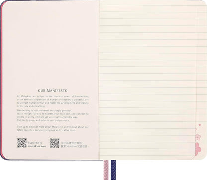 Moleskine Sakura Notebook, Ruled Notebook, Fabric Hard Cover and Elastic Closure, with Greeting Card and Themed Stickers, Pocket Size 9 x 14 cm