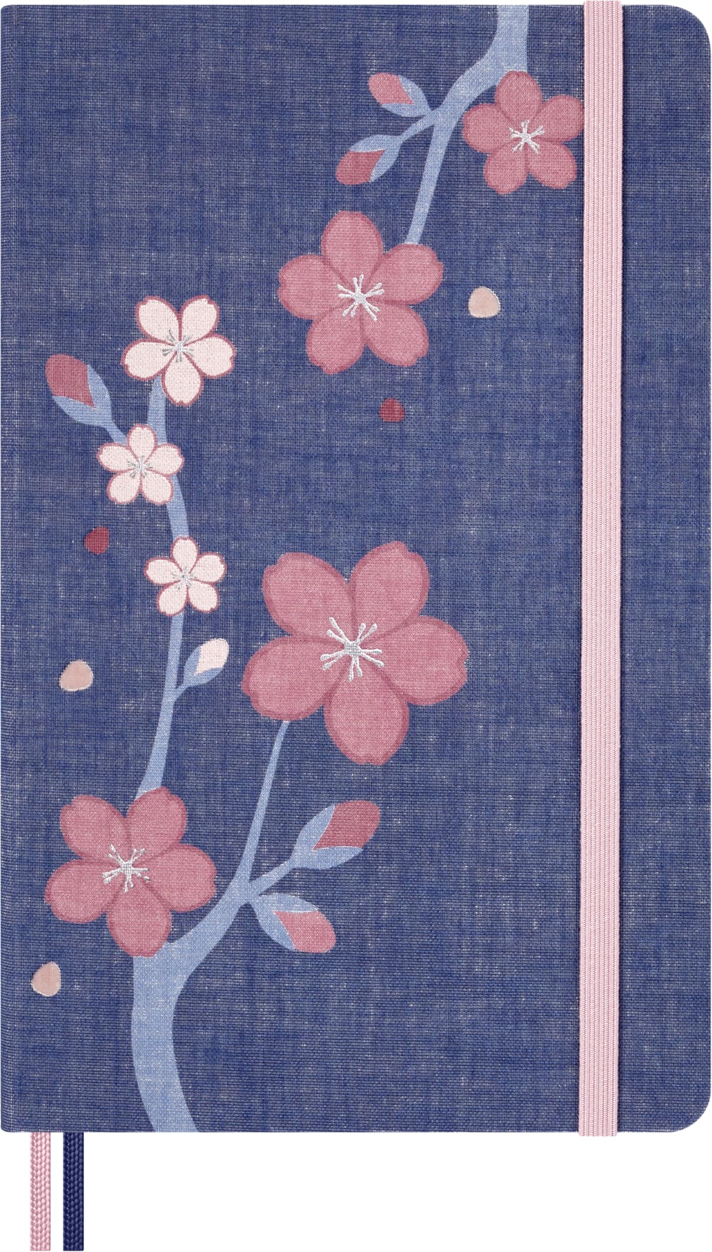 Moleskine Cuaderno Sakura, Cuaderno A Rayas, Tapa Dura En Tela Y Cierre Elástico, Con Tarjeta De Felicitación Y Pegatinas Temáticas, Tamaño Grande 13 x 21 cm