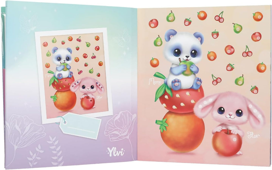 Depesche 13483 Ylvi Sticker Book with 10 Pages Unicorn Motifs for Decorating, Includes Glittering Gems for Sticking