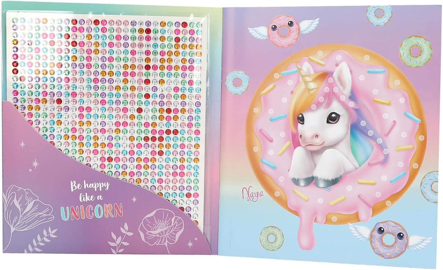 Depesche 13483 Ylvi Sticker Book with 10 Pages Unicorn Motifs for Decorating, Includes Glittering Gems for Sticking