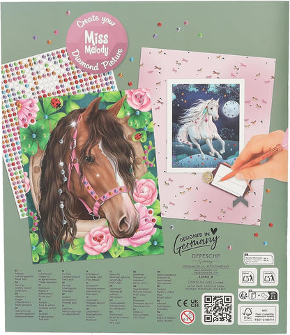Depesche 13484 Sticker Book with 10 Pages Horse Motifs for Decorating, Includes Glittering Gems for Sticking