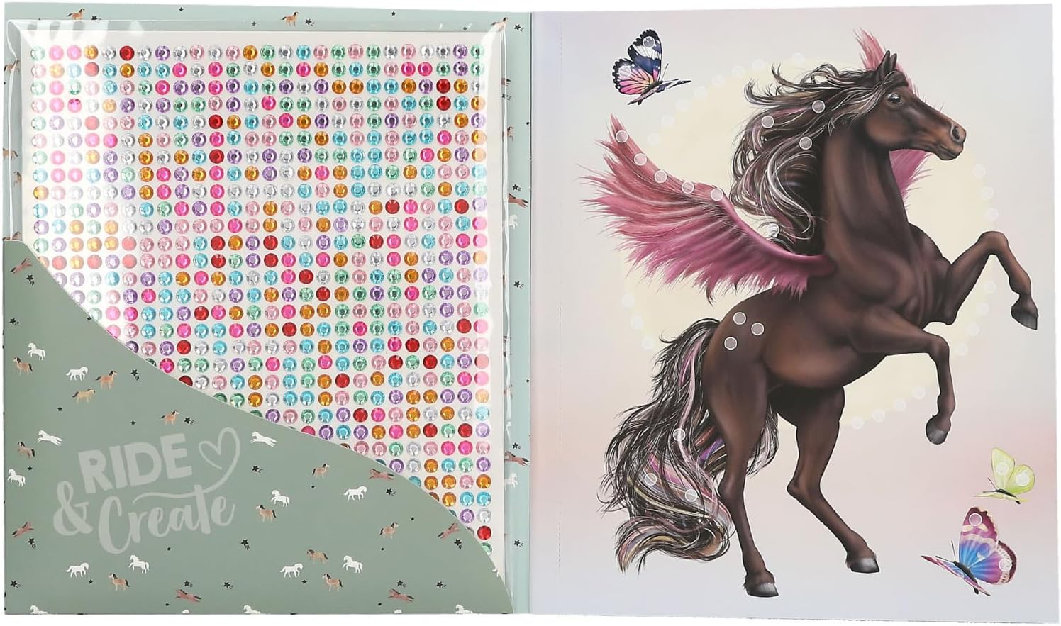 Depesche 13484 Sticker Book with 10 Pages Horse Motifs for Decorating, Includes Glittering Gems for Sticking