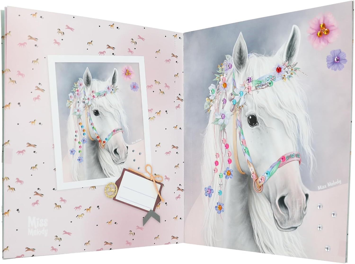 Depesche 13484 Sticker Book with 10 Pages Horse Motifs for Decorating, Includes Glittering Gems for Sticking
