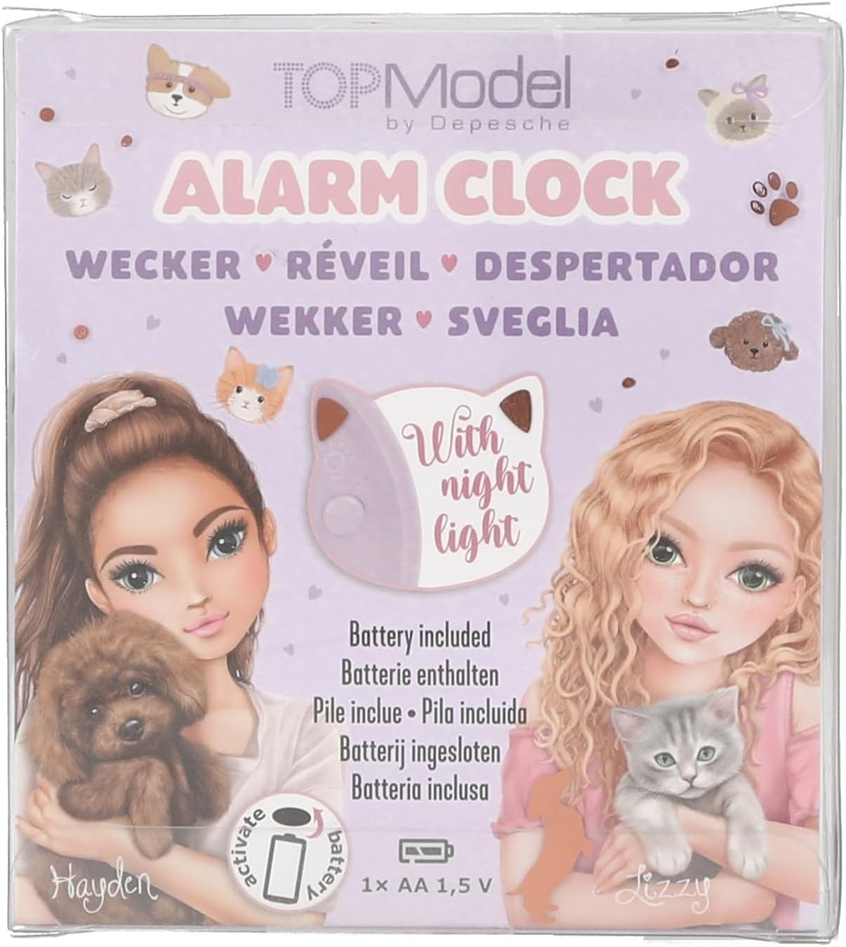 Topmodel - Alarm Clock Kitty And Doggy - Lilac - 11 Cm (413548)