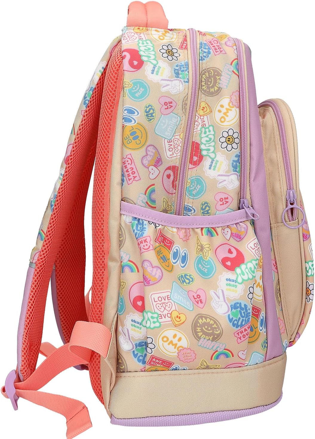 Topmodel - School Backpack Girl Power - Beige, Lilac, And Coral (413285)