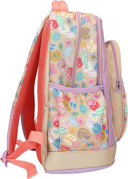 Topmodel - School Backpack Girl Power - Beige, Lilac, And Coral (413285)