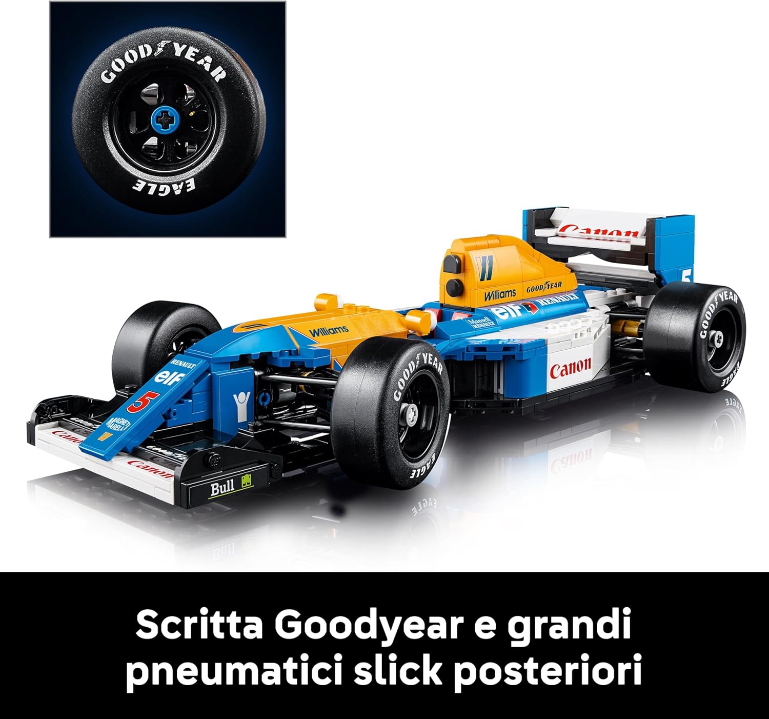 LEGO Icons Williams Racing FW14B e Nigel Mansell - Modellino di Auto F1 da Costruire con Minifigure del Pilota da Collezione, Trofeo e Supporto da Esposizione, Idea Regalo Adulti, Uomo o Donna 10353