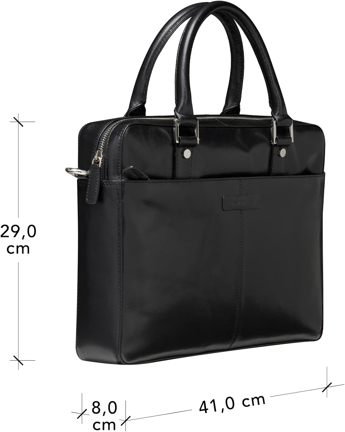 dbramante1928 - Rosenborg Laptoptas 16" voor Dames en Heren - Tas met gestructureerde lederen handgrepen en verstelbare schouderriem - Van echt volnerf leer - Zwart (2e generatie)