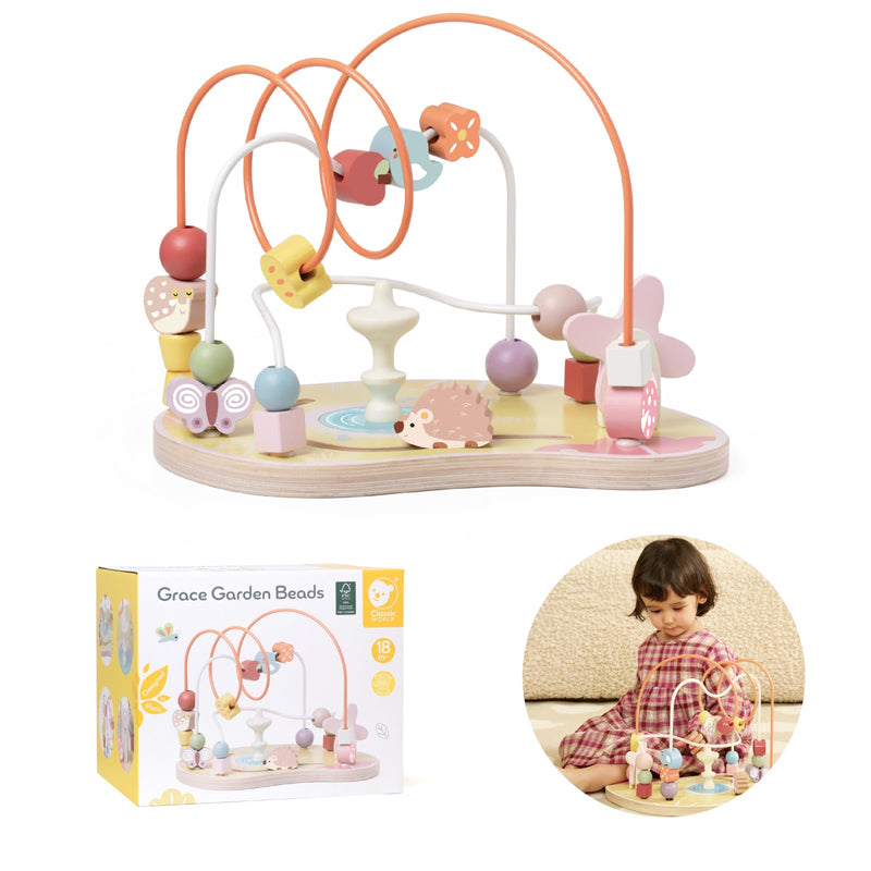 Classic World Classic World CL20189 - Perline con fiocco e perline, giocattolo educativo per bambini, 1 anno, 1 anno