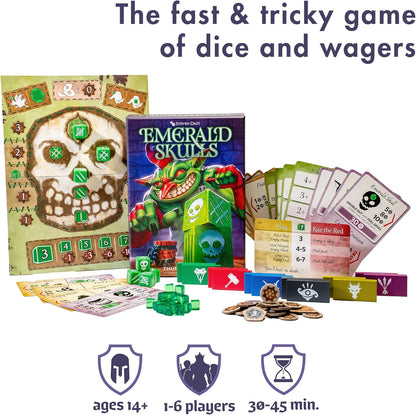 Thunderworks Games - Emerald Skulls | Dice Game with Real-time Betting | Push Your Luck Strategy Board Game | Fast Action Casino-style Group Play | Family Game for 1-6 Players, Ages 14+, 30-45 Minutes