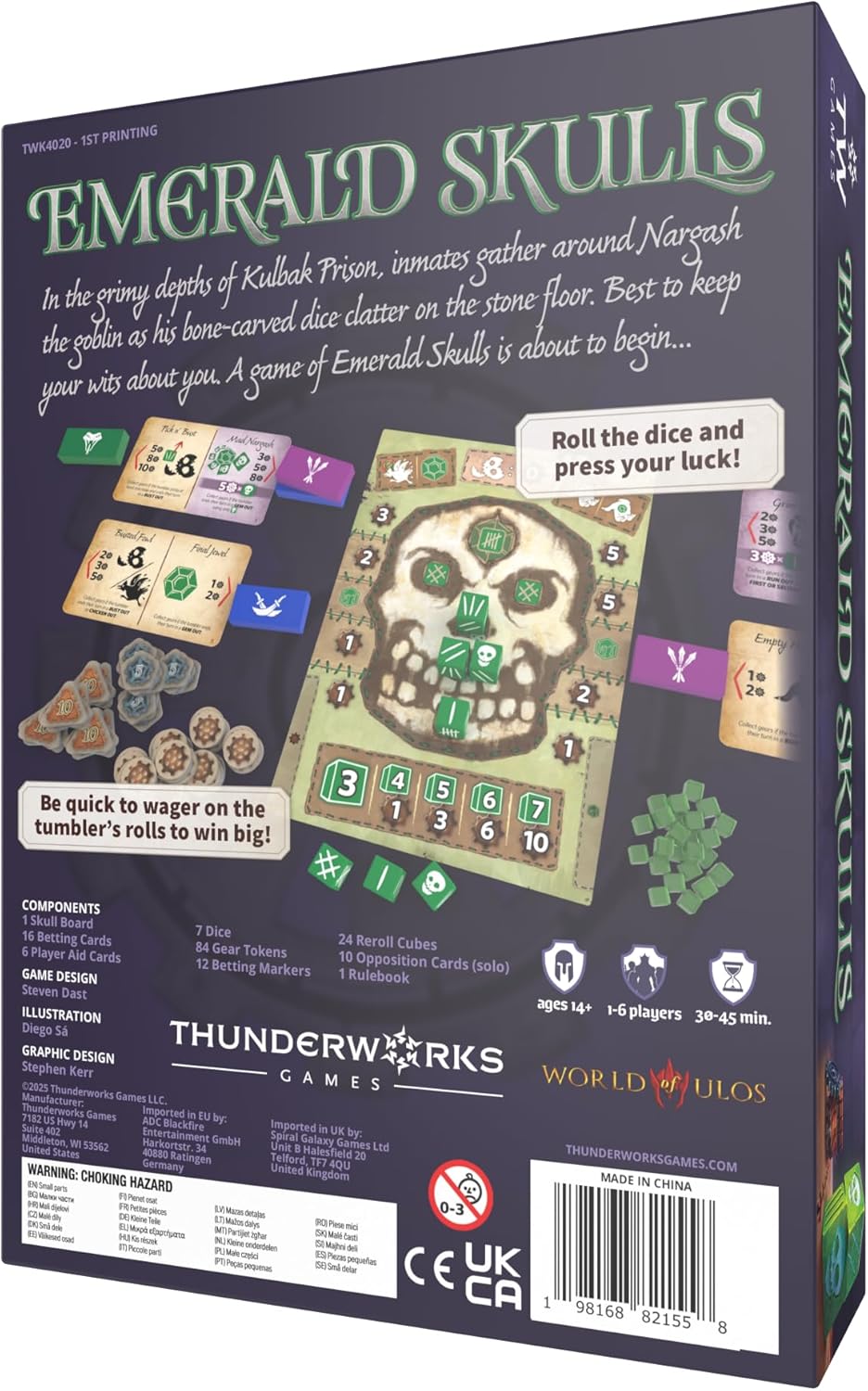 Thunderworks Games - Emerald Skulls | Dice Game with Real-time Betting | Push Your Luck Strategy Board Game | Fast Action Casino-style Group Play | Family Game for 1-6 Players, Ages 14+, 30-45 Minutes