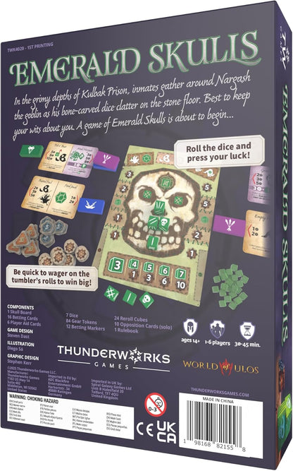 Thunderworks Games - Emerald Skulls | Dice Game with Real-time Betting | Push Your Luck Strategy Board Game | Fast Action Casino-style Group Play | Family Game for 1-6 Players, Ages 14+, 30-45 Minutes