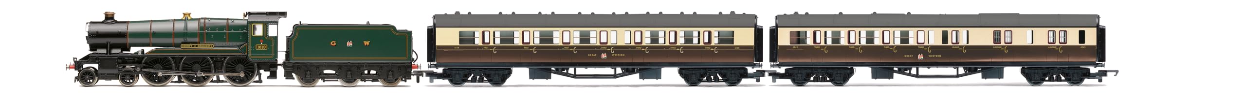 Hornby Steam Train - R30376 RailRoad GWR, Class 1000, 'County of Merioneth' Train Pack - Era 3 00 Gauge Locomotives, Engine Models for Adults - 1:76 Scale Model Gift