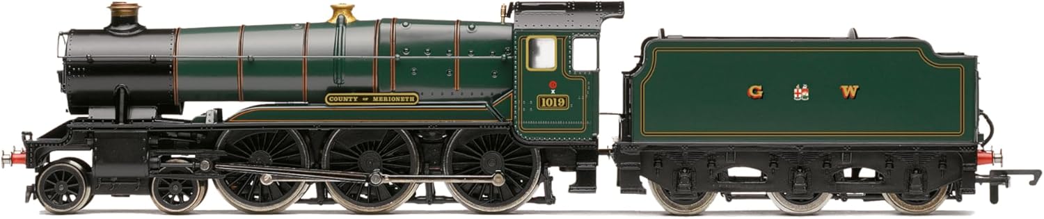 Hornby Steam Train - R30376 RailRoad GWR, Class 1000, 'County of Merioneth' Train Pack - Era 3 00 Gauge Locomotives, Engine Models for Adults - 1:76 Scale Model Gift